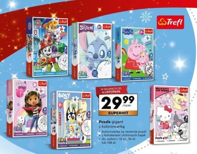 Puzzle gigant z kolorowanką, różne rodzaje promocja w Biedronka