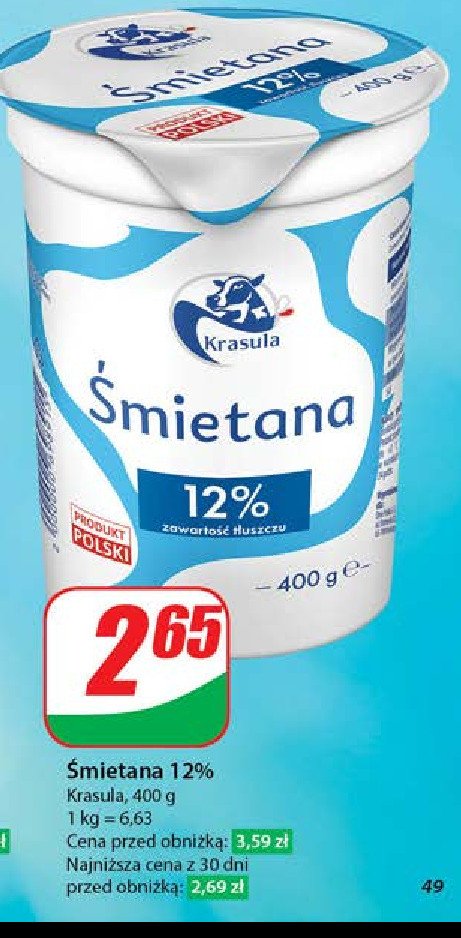 艢mietana 12 % homogenizowana Krasula promocja