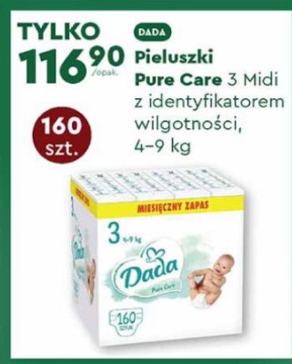 Pieluszki Pure Care 3 Midi z identyfikatorem wilgotności, 4-9 kg Dada promocja w Biedronka
