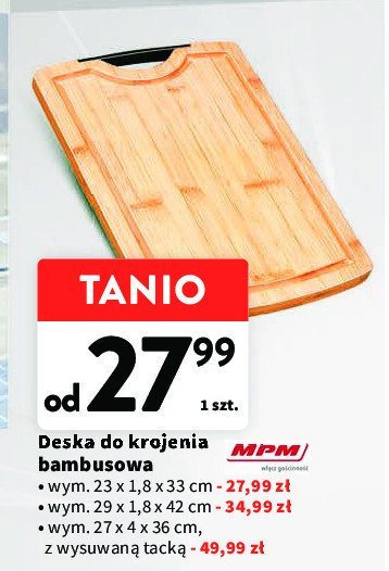 Deska do krojenia bambusowa 27 x 4 x 36 cm Mpm product promocja