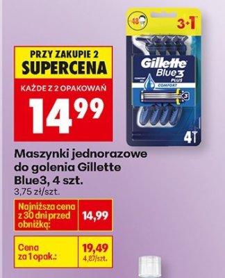 Maszynki jednorazowe do golenia Gillette Blue3, 4 szt. promocja w Biedronka