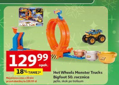 Hot Wheels Monster Trucks Bigfoot 50. rocznica pętla, skok po trofeum promocja w Auchan