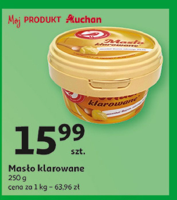 Masło klarowane Auchan różnorodne (logo czerwone) promocja w Auchan