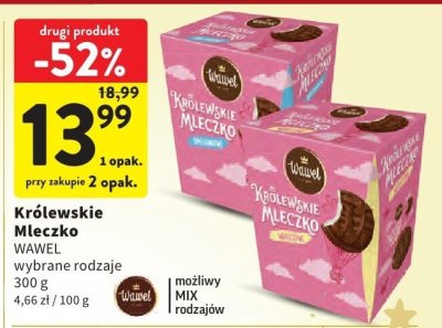 Czekolada Królewskie Mleczko WAWEL wybrane rodzaje promocja w Intermarche