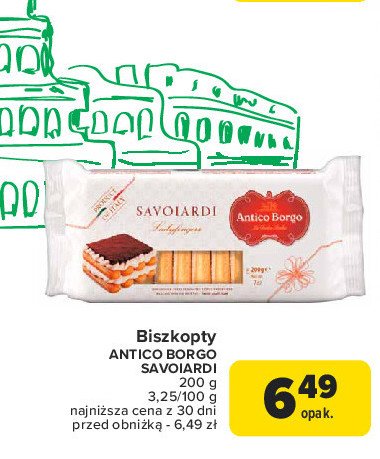 Biszkopty savoiardi Antico borgo promocja w Carrefour Market