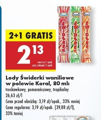 Lody waniliowe w polewie sorbetowej truskawkowej Koral 艣widerek promocja