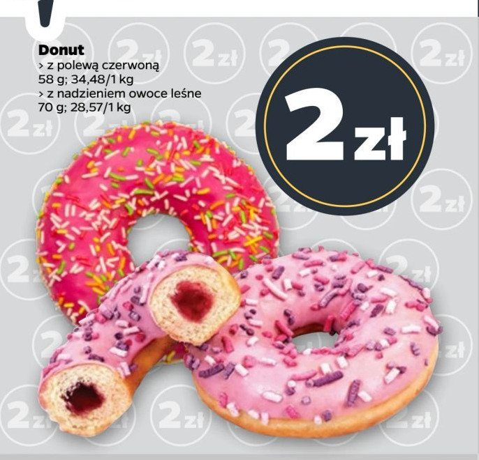 Donut z czerwoną polewą promocja