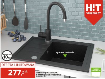 Zlewozmywak SOGNO z baterią w kolorze zlewu promocja w Leroy Merlin