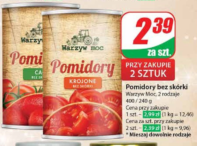 Pomidory krojone bez skórki Warzyw moc promocja w Dino