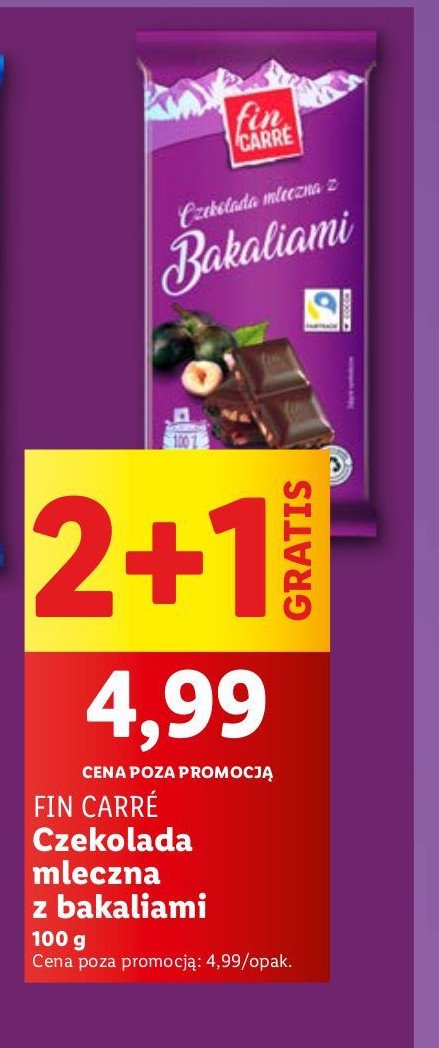 Czekolada z bakaliami Fin carre promocja w Lidl