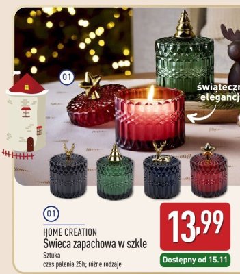 Świeca zapachowa w szkle HOME CREATION promocja w Aldi