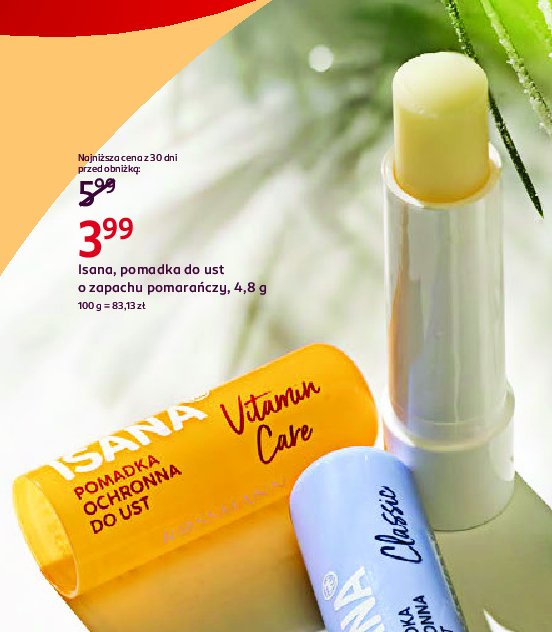 Pomadka vitamin care Isana promocja w Rossmann