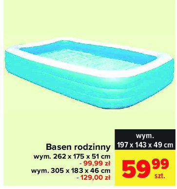 Basen dmuchany rodzinny wym. 262 x 175 x 51 cm promocja