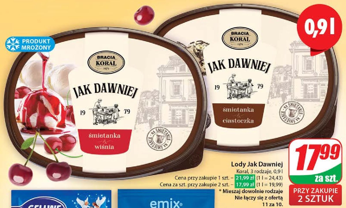 Lody śmietankowe z ciasteczkami Bracia koral lody jak dawniej promocja w Dino