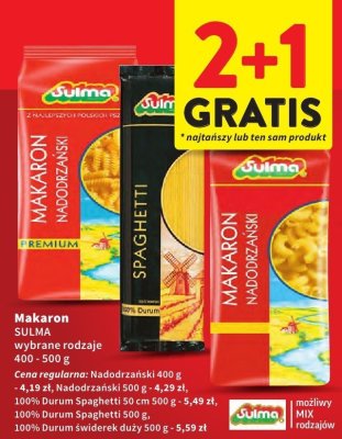 Makaron SULMA wybrane rodzaje 400-500g promocja w Intermarche