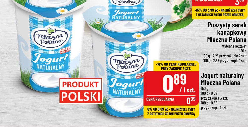 Jogurt naturalny Mleczna polana promocja