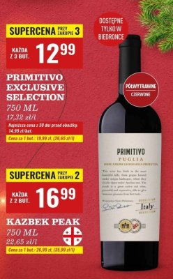 Wino Primitivo Exclusive Selection 750ml promocja w Biedronka