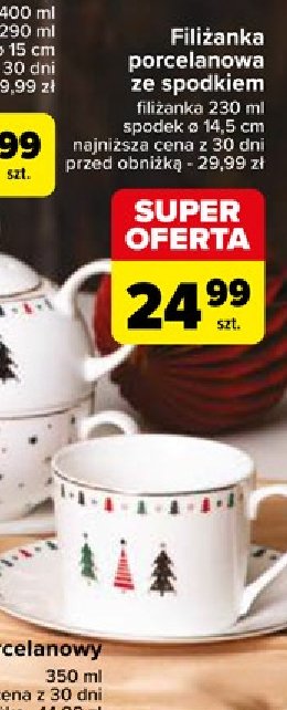 Filiżanka porcelanowa ze spodkiem promocja w Carrefour