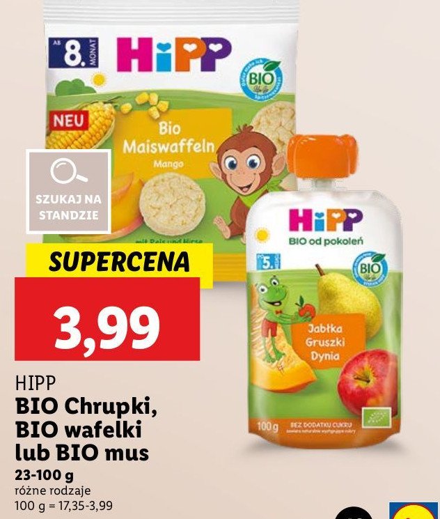 Mus jabłka-gruszki-dynia Hipp hippis promocja w Lidl