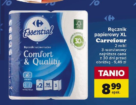 Ręczniki papierowe Carrefour essential promocja