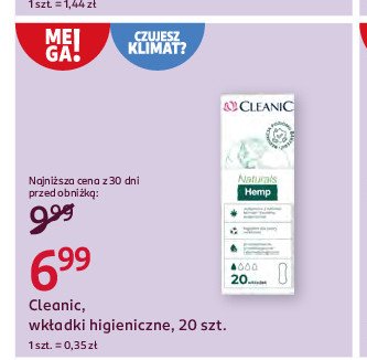 Wkładki hemp Cleanic promocja w Rossmann