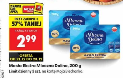 Masło Ekstra Mleczna Dolina 200 g promocja w Biedronka