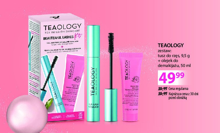 Zestaw w pudełku beautiful lashes kit: olejek do demakijażu 50 ml + tusz do rzęs 9.5 g Teaology zestaw promocja w Hebe