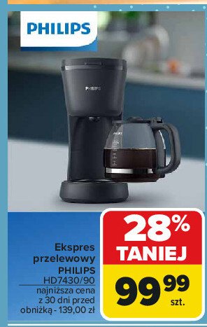 Ekspres przelewowy hd7430/90 Philips promocja w Carrefour