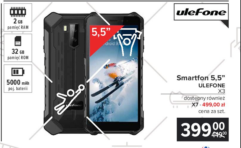 Smartfon armor  x7 2/16gb dual sim czarny Ulefone promocja