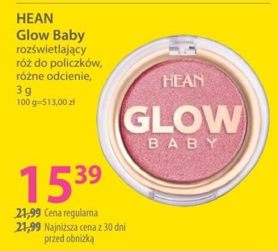 Róż do policzków HEAN Glow Baby rozświetlający różne odcienie 3 g promocja w Hebe