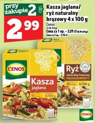 Kasza jaglana/ryż naturalny brązowy Cenos 4 x 100 g promocja w TOPAZ