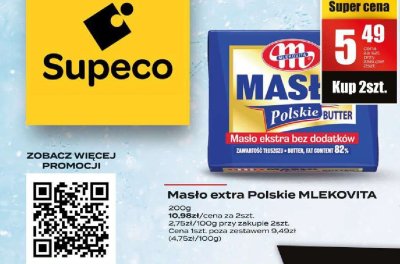 Masło extra Polskie MLEKOVITA promocja w Supeco