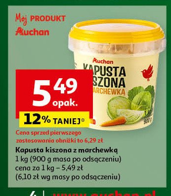 Kapusta kiszona z marchewką Auchan różnorodne (logo czerwone) promocja w Auchan