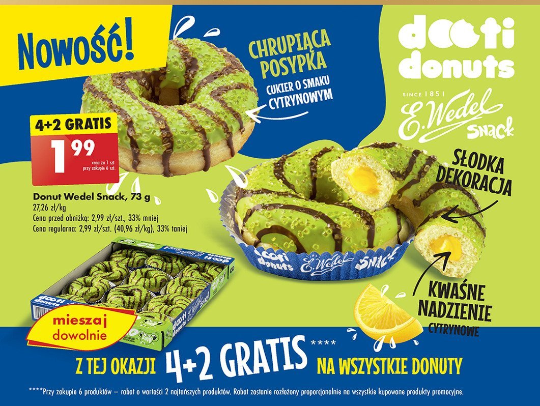 Donut cytrynowy E. wedel promocja w Biedronka