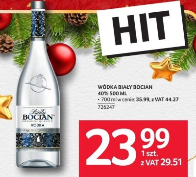 Wódka Biały Bocian 40% 500 ML 700 ml w cenie: 35,99 z VAT 44,27 promocja w Selgros