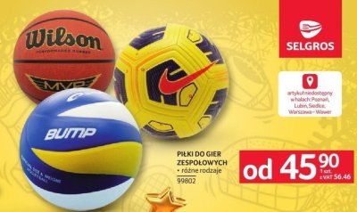 Piłki do gier zespołowych różne rodzaje promocja w Selgros