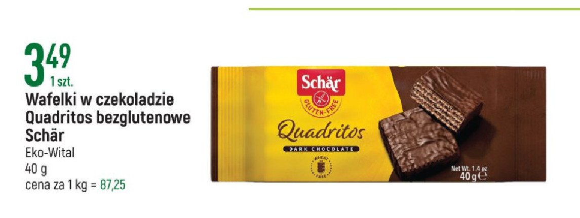 Wafelki czekoladowe bezglutenowe Schar promocja