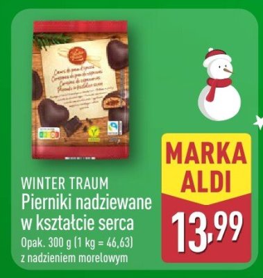 Pierniki nadziewane w kształcie serca z nadzieniem morelowym promocja w Aldi