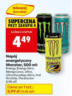 Napój energetyczny Monster, 500 ml the doctor promocja w Biedronka