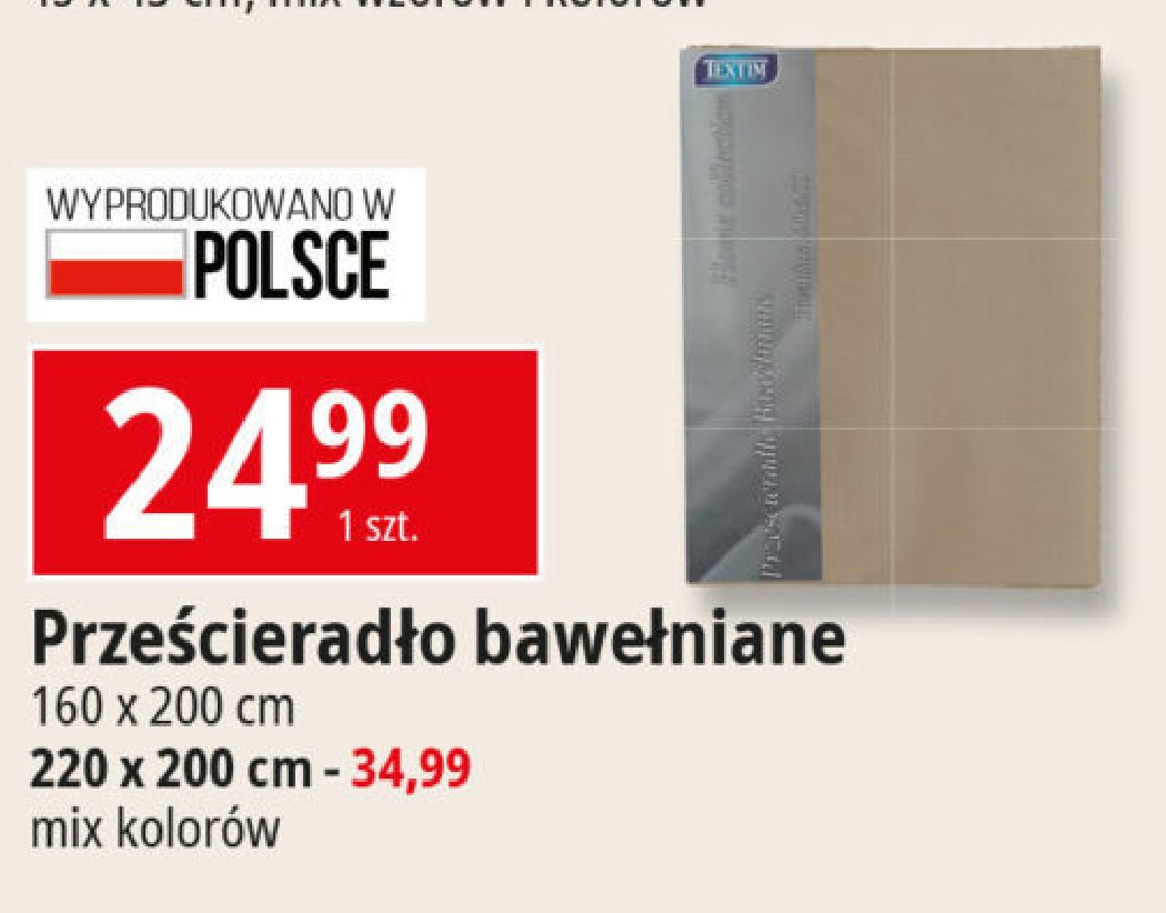 Prześcieradło bawełniane 220 x 200 cm promocja