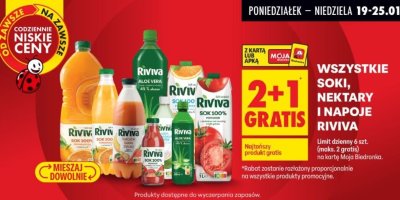Soki, nektary i napoje Riviva wszystkie rodzaje promocja w Biedronka