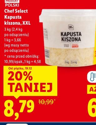 Kapusta Chef Select kiszona XXL 3kg promocja w Lidl