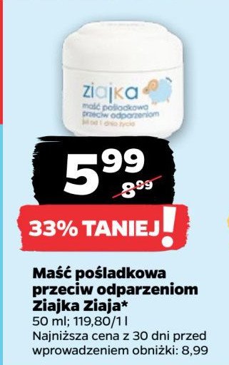 Maść pośladkowa przeciw odparzeniom Ziaja ziajka promocja w Netto