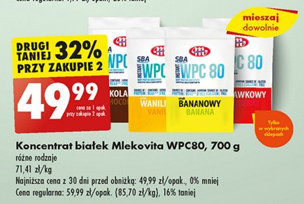 Odżywka białkowa wpc 80 truskawkowa Mlekovita sba promocja w Biedronka