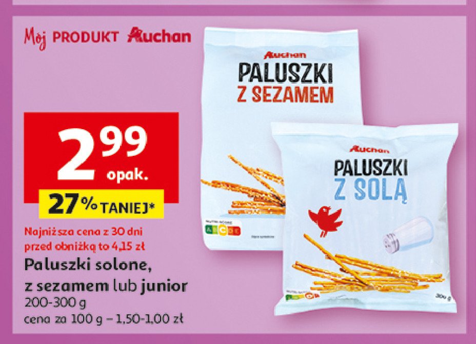 Paluszki z sezamem Auchan promocja w Auchan