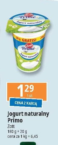 Jogurt naturalny Zott primo promocja w Leclerc