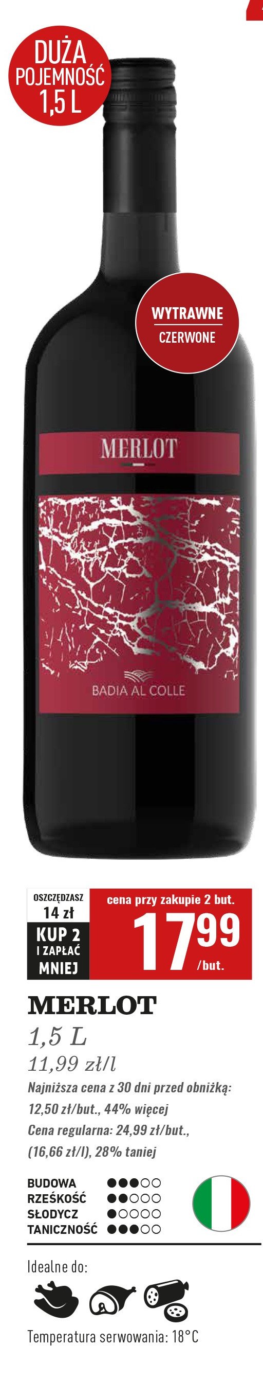 Wino Badia al colle merlot promocja w Biedronka