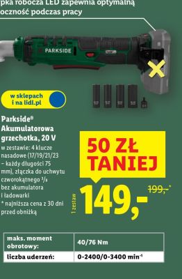 Parkside Akumulatorowa grzechotka 20V promocja w Lidl