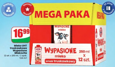 Mleko UHT truskawkowe Wypasione Mlekovita promocja w Dino