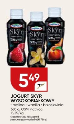 Jogurt Skyr wysokobiałkowy - malina, wanilia, brzoskwinia, OSM Piątnica promocja w Chata Polska